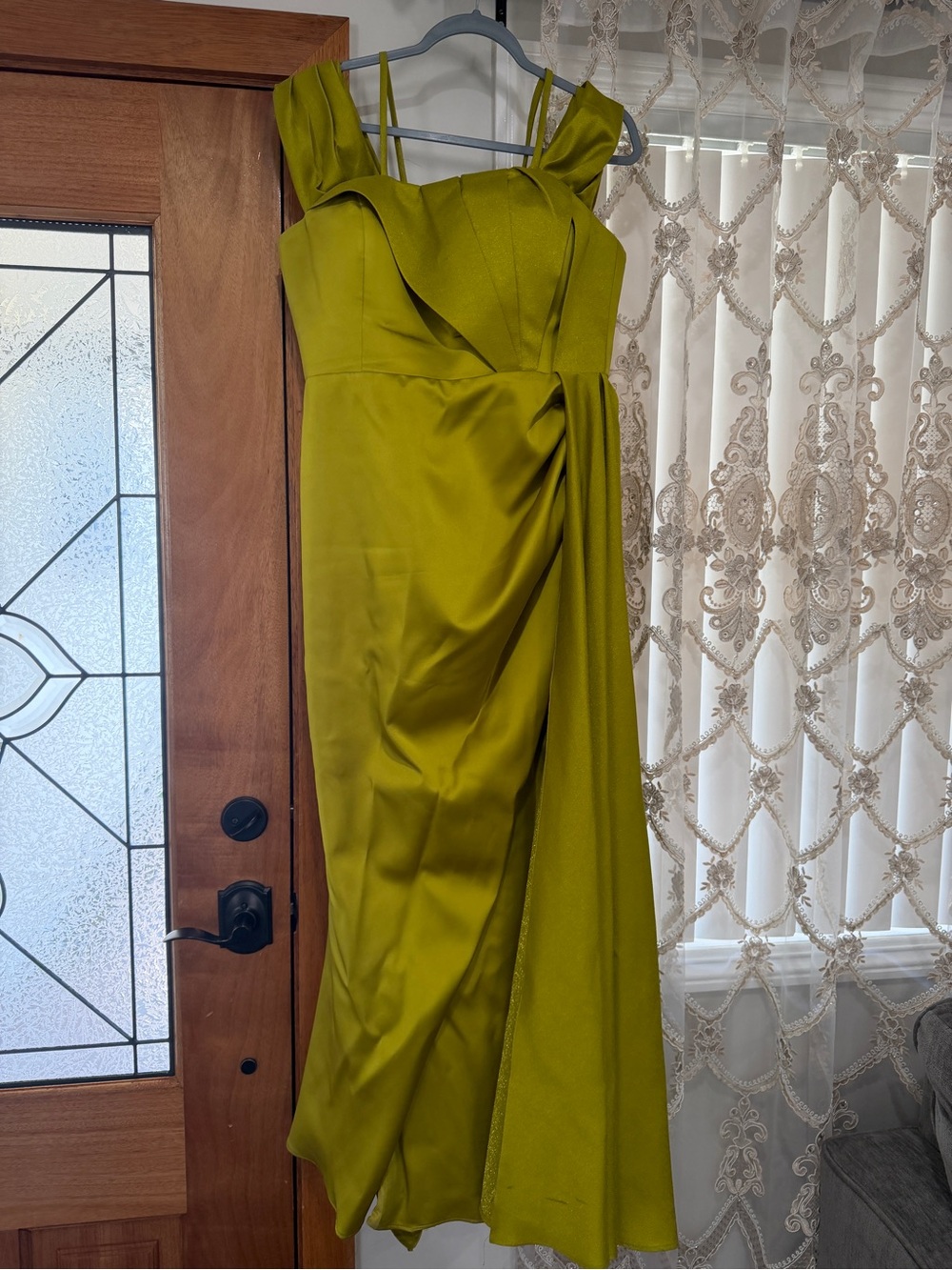 Prince Olive Green Midi Draped Sleeveless Dress